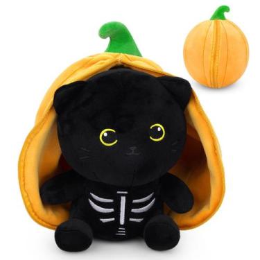 Imagem de Bicho de pelúcia KOPHINYE Black Cat com abóbora de pelúcia de Hallowee