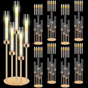 Imagem de Candelabro Tandefio dourado de 5 braços com tons de acrílico LED