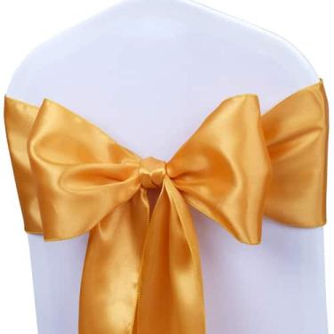 Imagem de Fita decorativa Babenest Satin Chair Sashes Gold 10 unidades