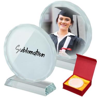 Imagem de Porta-retratos Didaey Round Crystal Sublimation 12x12x2 cm 2 unidades