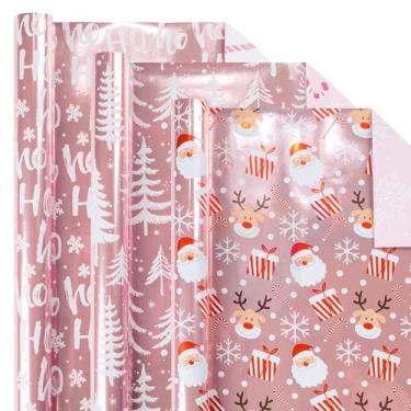 Imagem de Papel de Regalo Navideño Burymento 43x305 cm Reversible Rosa