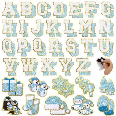 Imagem de Parche Navideño de Chenilla FOGWOWO Copo de Nieve 72 Piezas