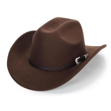 Imagem de Chapéu de cowboy Mealah Classic Western Felt para mulheres e homens e 