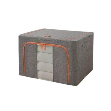 Imagem de Caixa Organizadora De Roupas Cinza Empilhável Dobrável