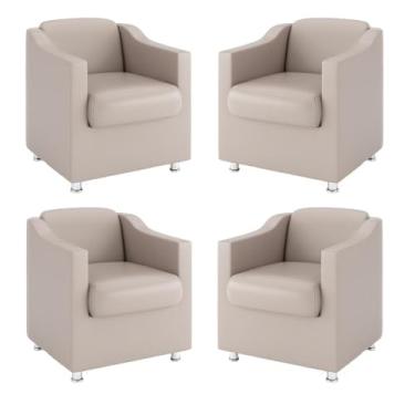 Imagem de Kit 4 Poltronas Decorativas para Consultorio Recepção Cor:bege