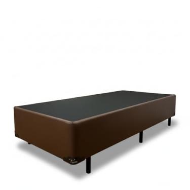 Imagem de Cama Box Solteiro 88 com Pés de Madeira (Corino, Marrom)