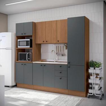 Imagem de Cozinha Modulada Pixel Kappesberg 100% Mdp Canela-cinza Sagrado-canela