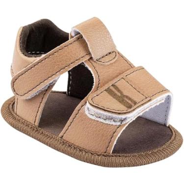 Imagem de Sandália Bebê Menino em Tecido, Marrom Claro, Estilo Casual Ajustável, Primeiros Passos, Sapatinho (Marrom, BR, Bebê, Numérico, 16)