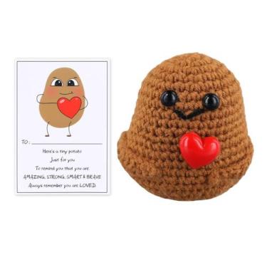 Imagem de Boneca de batata tricotada XIHIRCD Funny Positive Emotion com cartão