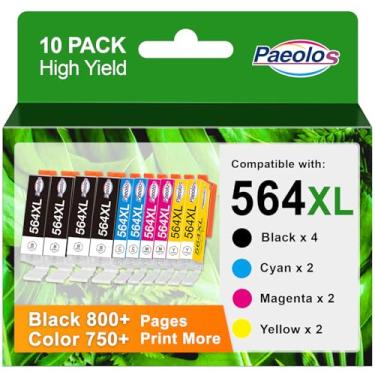 Imagem de Cartuchos de tinta de substituição 564XL para HP Ink 564XL preto e colorido, pacote combinado para HP Photosmart 7520 6525 6520 5520 7510 7525 6515 6510 B210 C410 5514 B209a C309a OfficeJet 4620 (4Bk