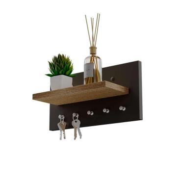 Imagem de Porta chaves Minimalista Organizador Decoração Preto e Carvalho