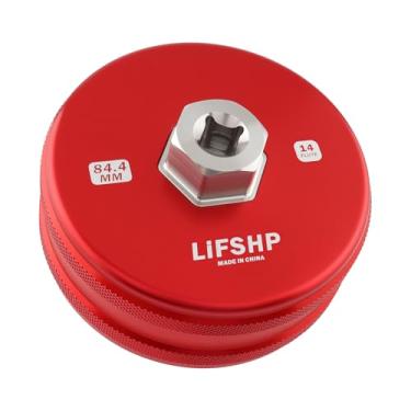 Imagem de LIFSHP Chave de filtro de óleo de 84 mm com 14 canais, alumínio e aço inoxidável para motores a diesel Benz Jeep Dodge 3.0L, ferramenta de remoção de tampa de filtro de óleo para troca de óleo