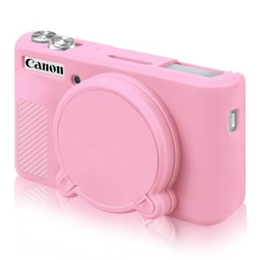 Imagem de HESPLUS Capa para câmera digital Canon Powershot SX740 HS / SX730, capa protetora de silicone macio com capa de lente removível, capa de silicone leve antiarranhões, rosa
