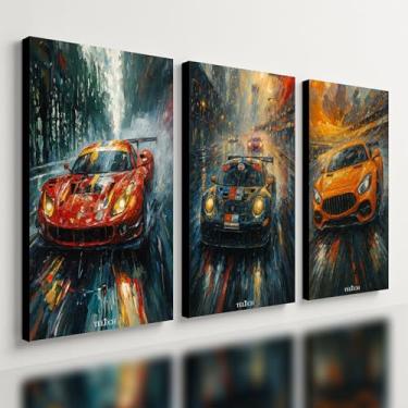 Imagem de Kit 3 Quadro Decorativo SuperCar Carro Chuva Supersport Futurista Moderno Luxo Qualidade Premium (28x20cm)
