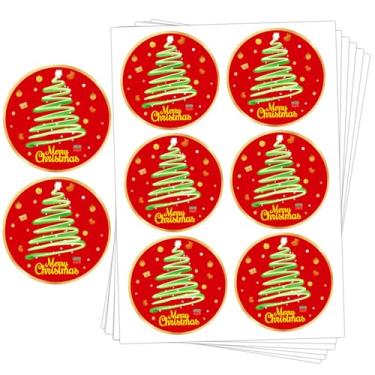 Imagem de Etiquetas de selos de Merry Christmas, 5 cm vermelho redondo de Natal para presentes de época festiva, saco de presente, cartões, envelopes, suprimentos de caixas (300 peças)