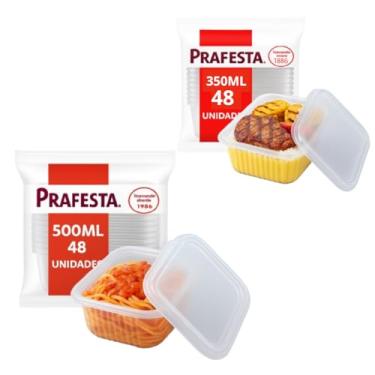 Imagem de EMBALAGEM POTE RETANGULAR 350ML E 500ML COM 96 UNODADES PLASTICO DESCARTAVEL
