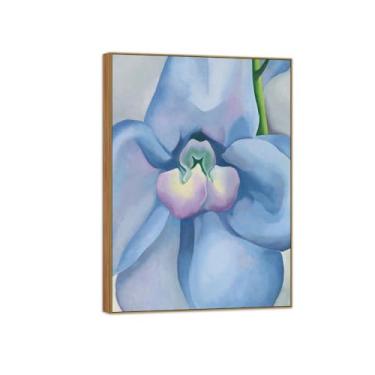 Imagem de Georgia O'Keeffe famosa arte de parede impressões em tela pronto para pendurar - flor azul - pintura de moldura de madeira para decoração de sala de estar 90 x 125 cm 35 x 49 pol
