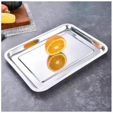 Imagem de Bandeja Grande Inox Rasa 36x27cm Travessa Restaurante Servir - Yeet