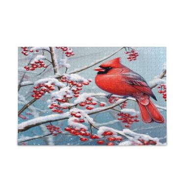 Imagem de WELLDAY Quebra-cabeça pássaro de Natal 500 peças grande arte de jogo de quebra-cabeça para adultos adolescentes