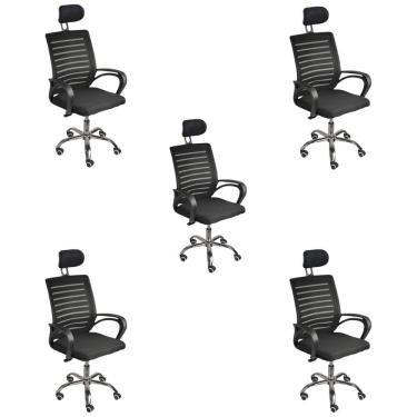 Imagem de Kit 5 Cadeiras de Escritório Diretor Roma com Apoio