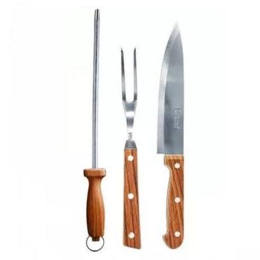 Imagem de Kit Churrasco 3 Pc Faca/Chaira/Garfo Ad-0224