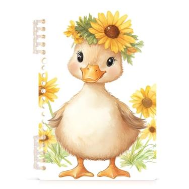 Imagem de Burbuja Caderno de flores de pato em aquarela, papel pautado universitário A5 com 60 folhas, caderno de anotações para diário, trabalho, escritório, 1 pacote