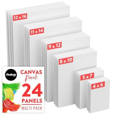 Imagem de Chalkola Painéis de tela de pintura em vários pacotes | 10 x 15 cm, 12 x 18 cm, 22 x 30 cm, 30 x 40 cm (4 cada, 24 unidades) para pintura acrílica e arte a óleo, quadros 100% algodão, sem ácido para artistas, crianças e iniciantes