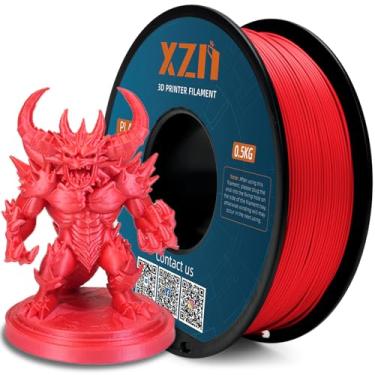 Imagem de XZN Filamento PLA 1,75 mm vermelho, carretel de 0,5 kg, precisão de +/-0,02 mm, sem entupimento/bolha, excelente aderência de camada, serve na maioria das impressoras 3D FDM, vermelho