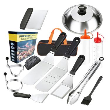 Imagem de Kit Churrasco Para Exterior - Acessórios Portáteis Para Churrasco - 14 Peças Resistente E Portátil Para Acampamento Jardim Carnes Legumes Espetinhos