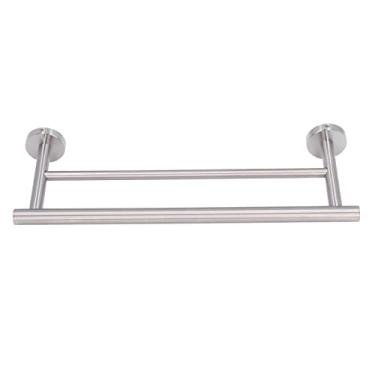 Imagem de aqxreight Barra de Toalha de Banho Dupla Estilo Moderno Suporte de Toalha de Aço Inoxidável para Banheiro Quarto Carga de Cozinha Suporte Prático Linda é Inoxidável Capacidade A Resistente