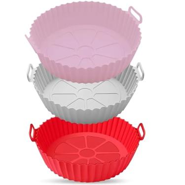 Imagem de Kit com Formas de Silicone para Air Fryer - Reutilizável Resistente ao Calor e Livre de BPA - Ideal para Assar em Forno e Microndas (Cores Sortidas) (3, 19x16)