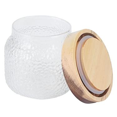 Imagem de aqxreight Conjunto de Jarra de Vidro Ampla Vasilha de Armazenamento Com Tampa de Madeira Hermética para Lanches de Grãos de café Nozes Biscoitos de 700ml Também Tempero de Decoração de café Adequado
