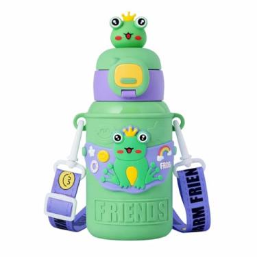 Imagem de Garrafa Infantil Térmica Aço com Canudo Alça Bolsa (Lilás)