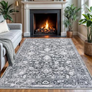 Imagem de KILOCOCO Tapete de entrada, 10 x 15 cm, lavável, estampado, vintage, floral, borracha, antiderrapante, tapetes de cozinha, para lavanderia, sala de jogos, quarto, sala de estar, tapetes marroquinos