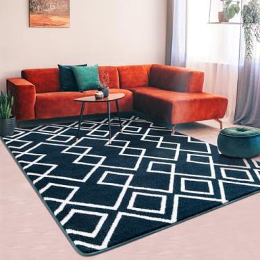 Imagem de Rtizon Tapete macio para quarto, tapetes marroquinos de 10 x 1,8 m para sala de estar, tapete geométrico antiderrapante com espuma de memória para meninos, meninas, escritório, dormitório, corredor