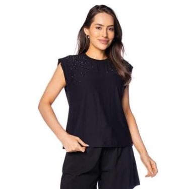 Imagem de Regata Feminina Rovitex Strass Preto-Feminino