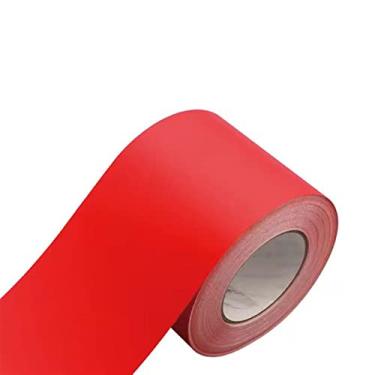 Imagem de Faixa de borda de parede autoadesiva de 5 m, decoração de borda de parede, painéis de parede de PVC, borda de teto, moldura de porta, linha de cintura, decoração de interiores (vermelho fosco, 12 cm