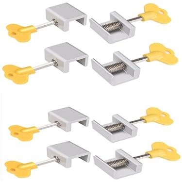 Imagem de 4/6/8 peças fechaduras de janela deslizantes ajustáveis trava de segurança de moldura de porta de liga de alumínio com chaves para casa e escritório 1 peça (cor: Uma cor)