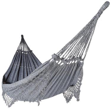 Imagem de Rede De Dormir Casal Balanço De Algodão Reforçada 3,80M X 1,50M Varias Cores Cor:Cinza Mesclado