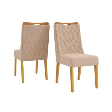 Imagem de Cadeira Sala De Jantar Bia Cedro-suede Kraft Bege - Dj Móveis