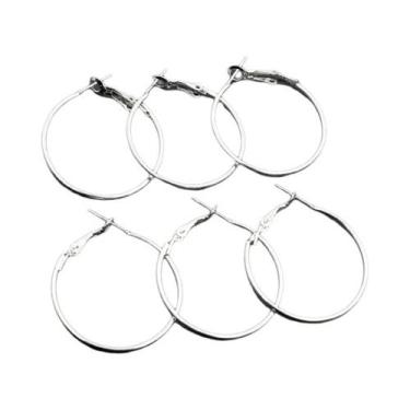 Imagem de Brincos De Argola Redondos Grandes Banhados a Ouro, 5 Cores, 20 Peças,