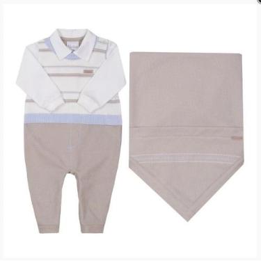 Imagem de Saída Maternidade Luxo Bebê Menino Malha Tricô Paraiso 16146, Bege, P 