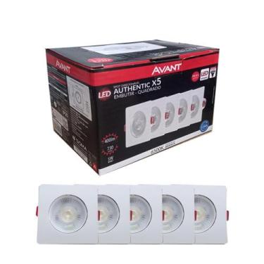 Imagem de Kit C/ 5 Luminárias Spot Led Quadrado Embutir 5W 6500k Avant