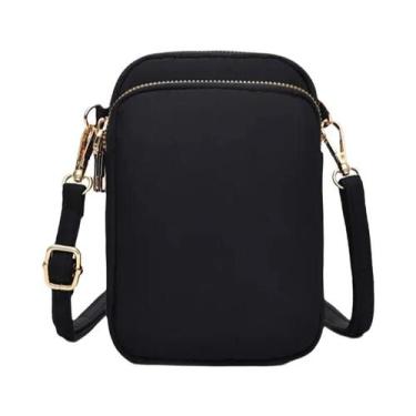 Imagem de Bolsa Mini Transversal Para Mulheres Preta Com Zíper, Carteira Multifu