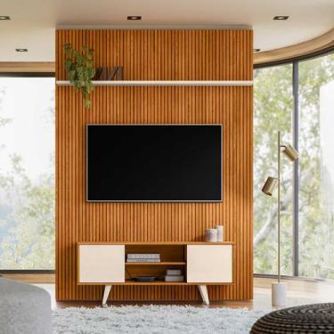 Imagem de Conjunto Painel Ripado 179cm e Rack de TV New Panorama Linha Eras Made