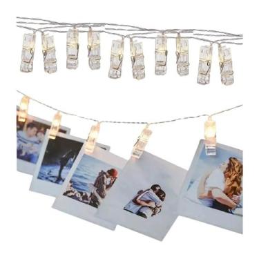 Imagem de 4 Varal Led 1,20mt 10 Foto Fio Fita Luz Cordão Pregador Decoração - Fl