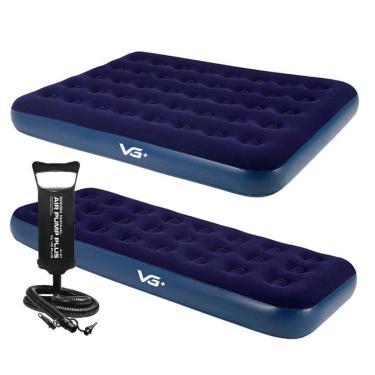 Imagem de Kit 1 Colchão Inflável Casal E Solteiro Flocked Comfort Com Bomba Manual Vg Plus-Unissex