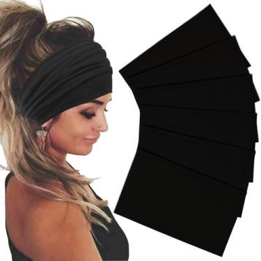Imagem de Bandanas Sefiinh Wide para mulheres, faixa elástica preta, pacote com 