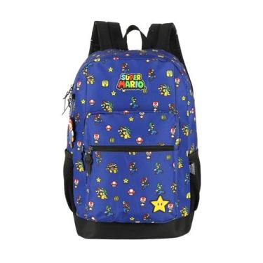Imagem de Mochila Escolar Costas Juvenil Super Mario MS47570, Azul