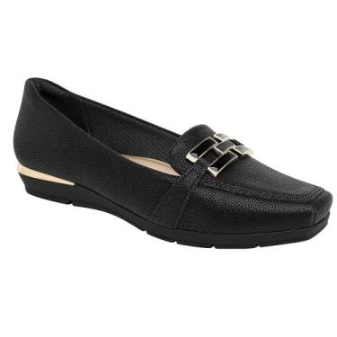 Imagem de Sapato Anabela Baixo Piccadilly Maxi 147329 Feminino - Preto, Preto, 3